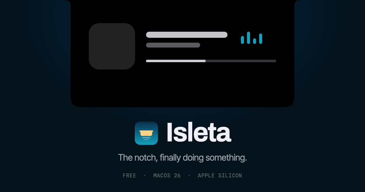 Isleta expanded into a full player with track, artist, draggable scrubber and transport controls